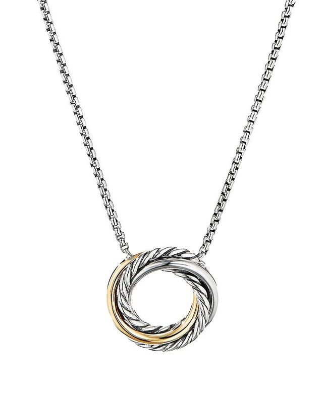 Womens Crossover Mini Pendant Necklace with 18K Yellow Gold Product Image