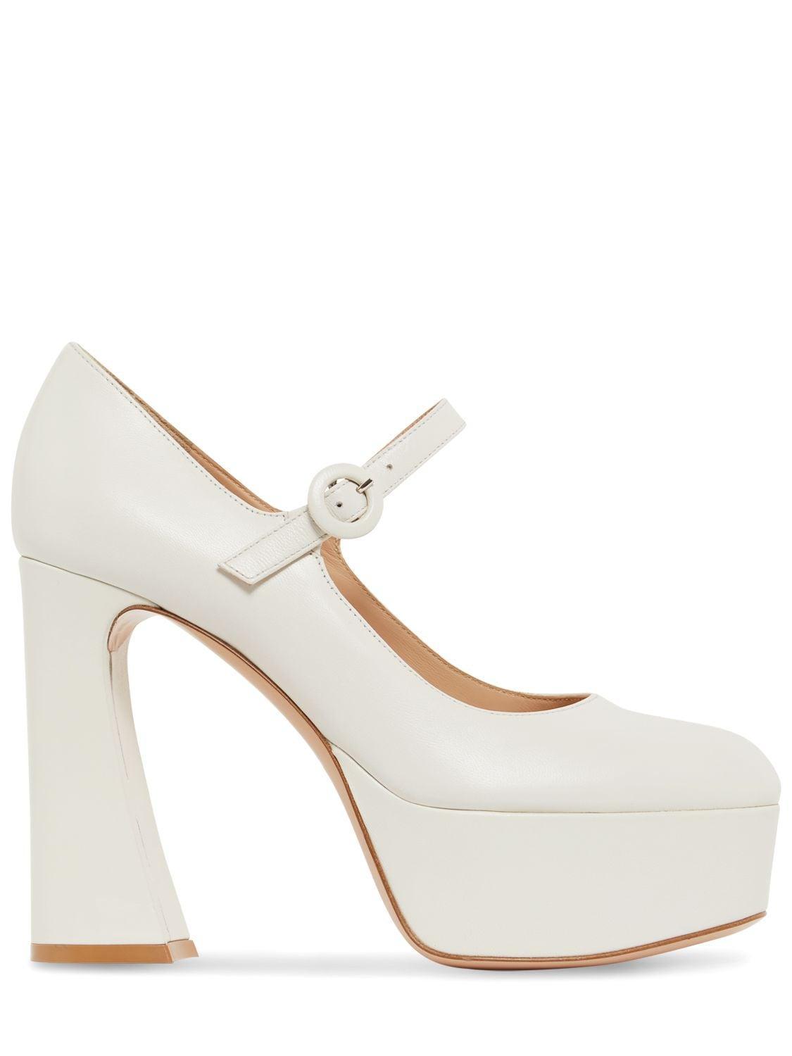 170 Leather Platform Mary Jane Pumps In White product image