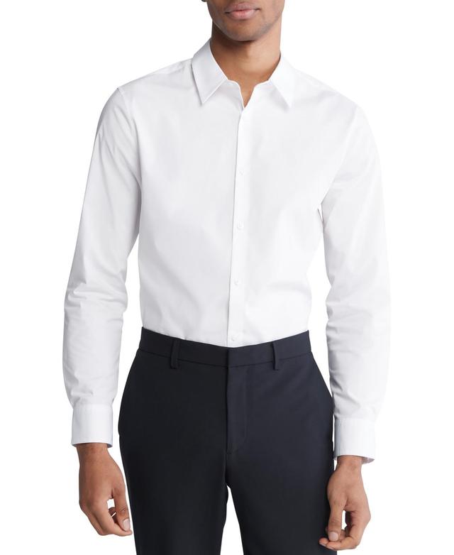 Calvin Klein Mens Slim Fit Long Sleeve Solid Button-Front Shirt Product Image