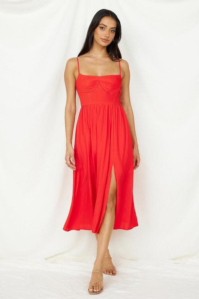 Coastal Dreaming Midi Dress Red Product Image