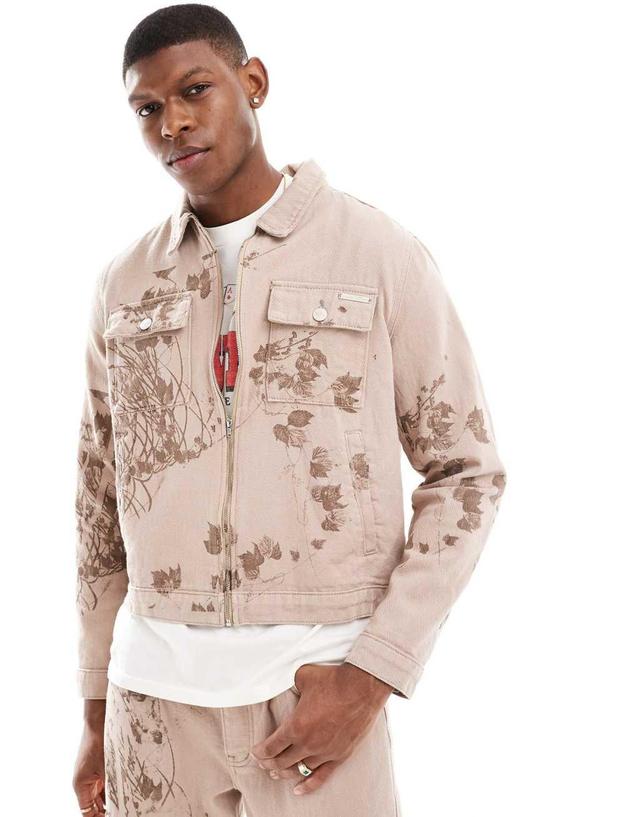 Liquor N Poker floral jacket in brown twill - part of a set Product Image