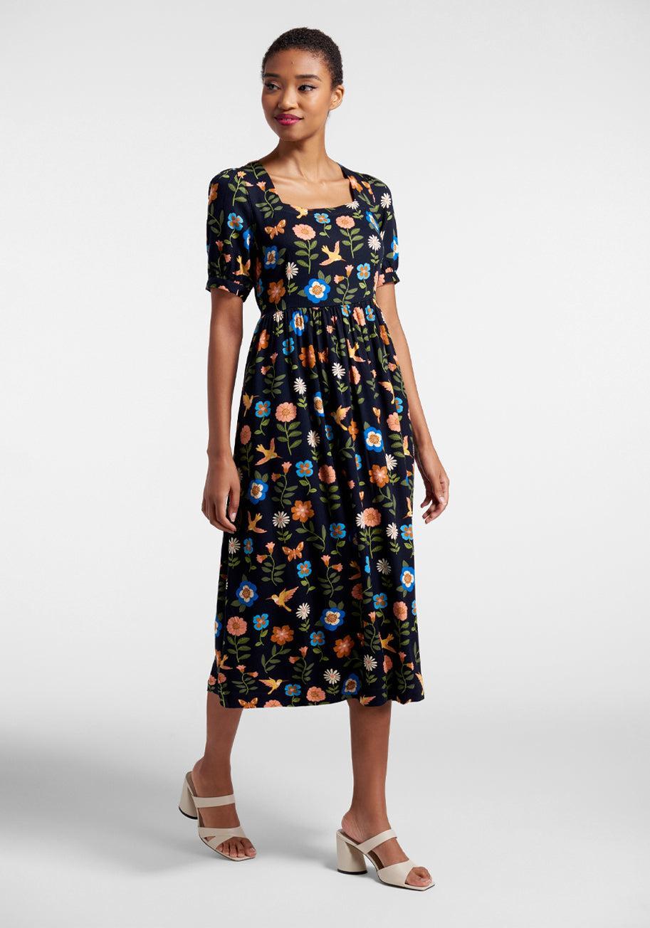 Visited By Hummingbirds Midi Dress Product Image