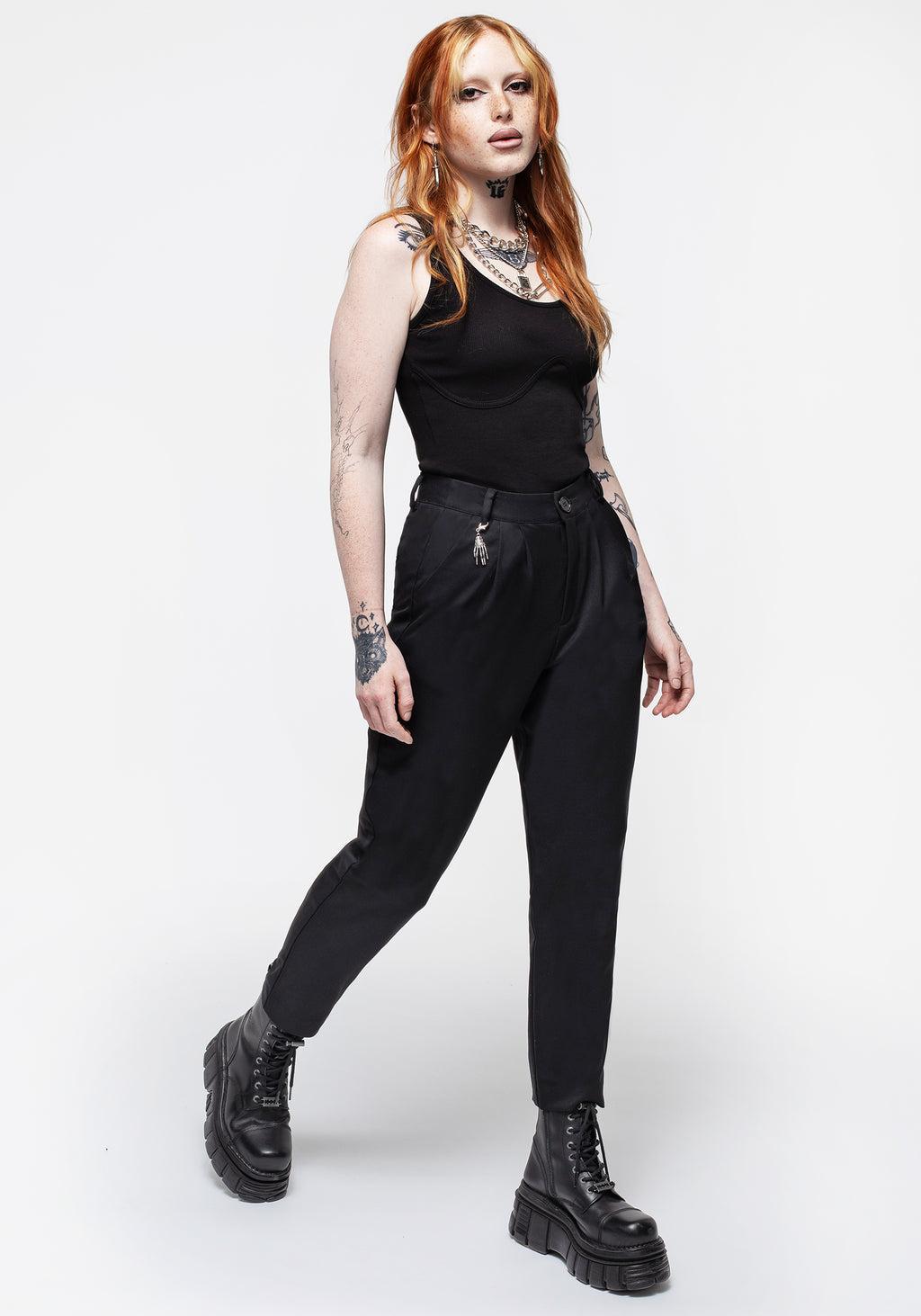 Malverde High Waist Tapered Trousers - Black Product Image