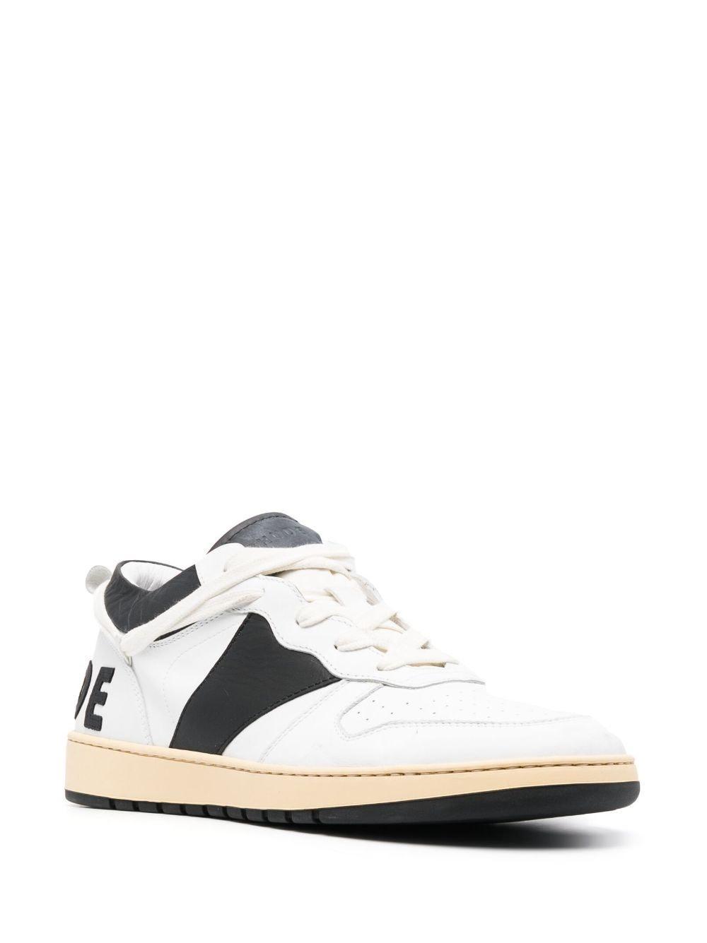 Rhecess Leather Low Top Sneakers In White Black Product Image