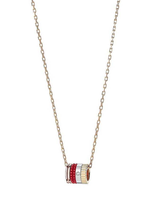 Womens Quatre Red Edition Tri-Tone 18K Gold, HyCeram & 0.01 TCW Diamond Pendant Necklace Product Image