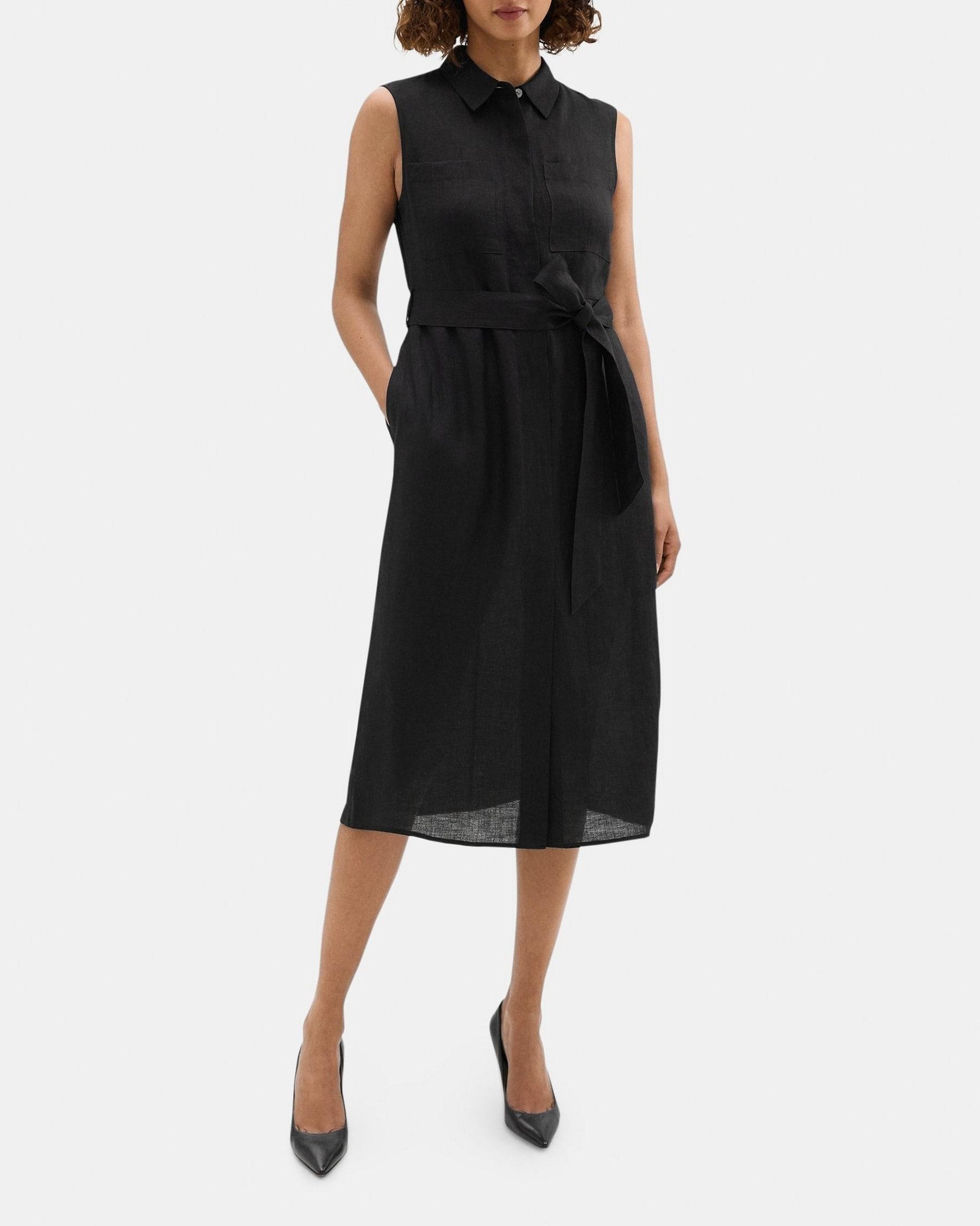 Belted Patch Pocket Dress in Hemp Product Image