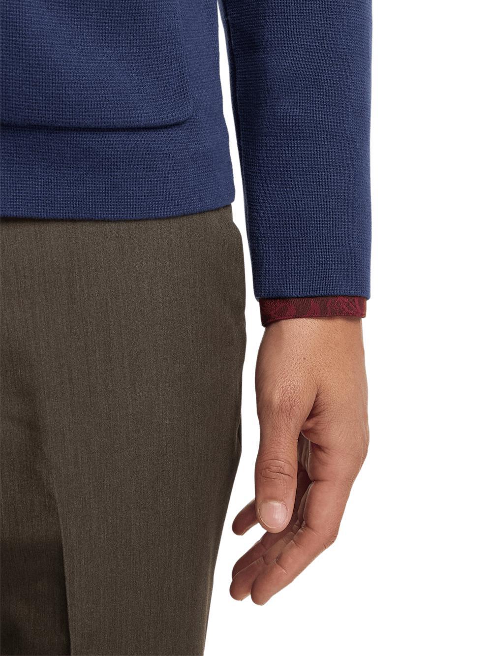 Cotton Notch Lapel Cardigan Sweater - Navy Product Image