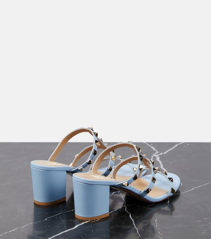 Rockstud Caged 60 Leather Sandal In Blue Product Image