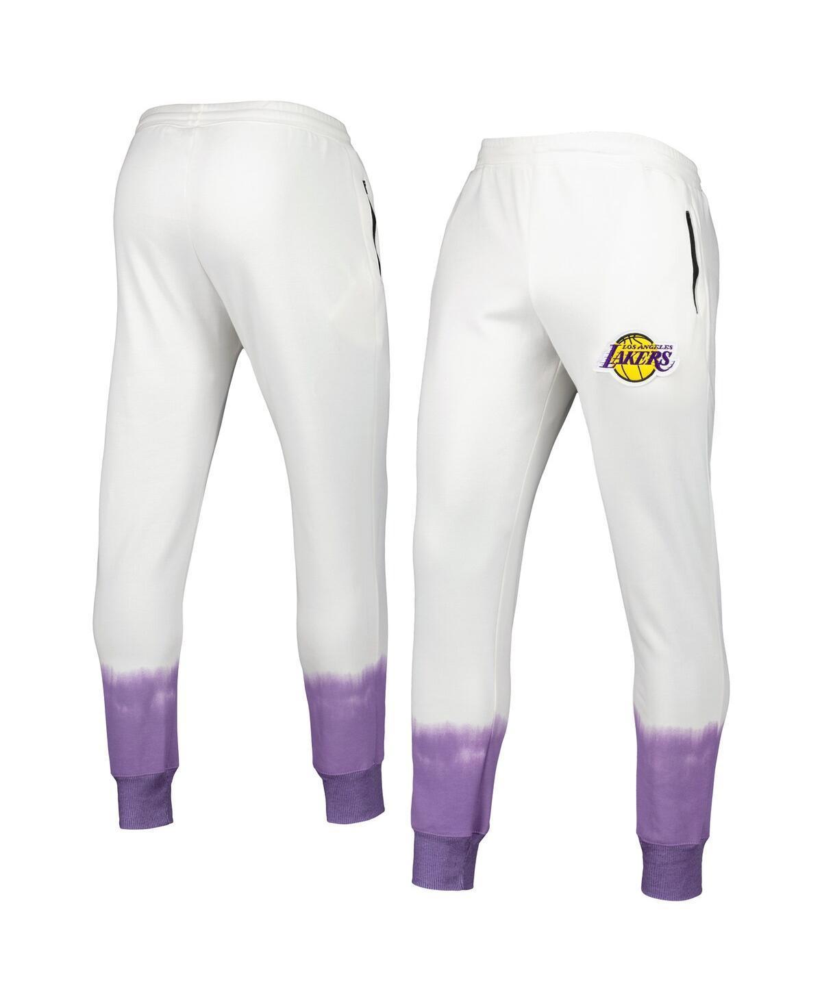 Mens FISLL Oatmeal Los Angeles Lakers Double Dribble Tie-Dye Fleece Jogger Pants Product Image