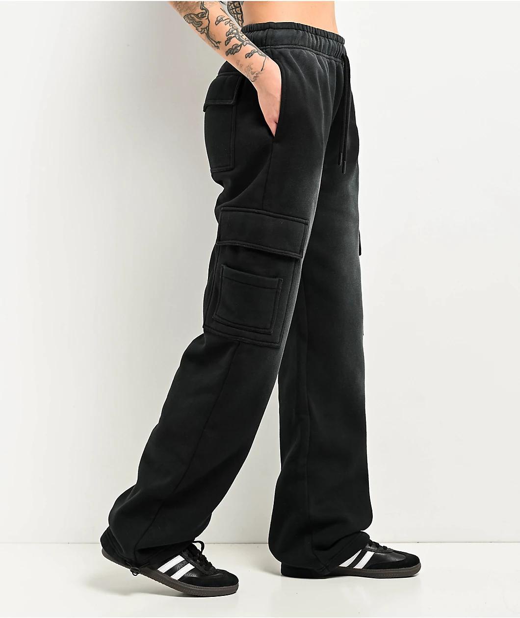 Ninth Hall Fundamentals Koa Black Sunbleached Relaxed Cargo Sweatpants Product Image