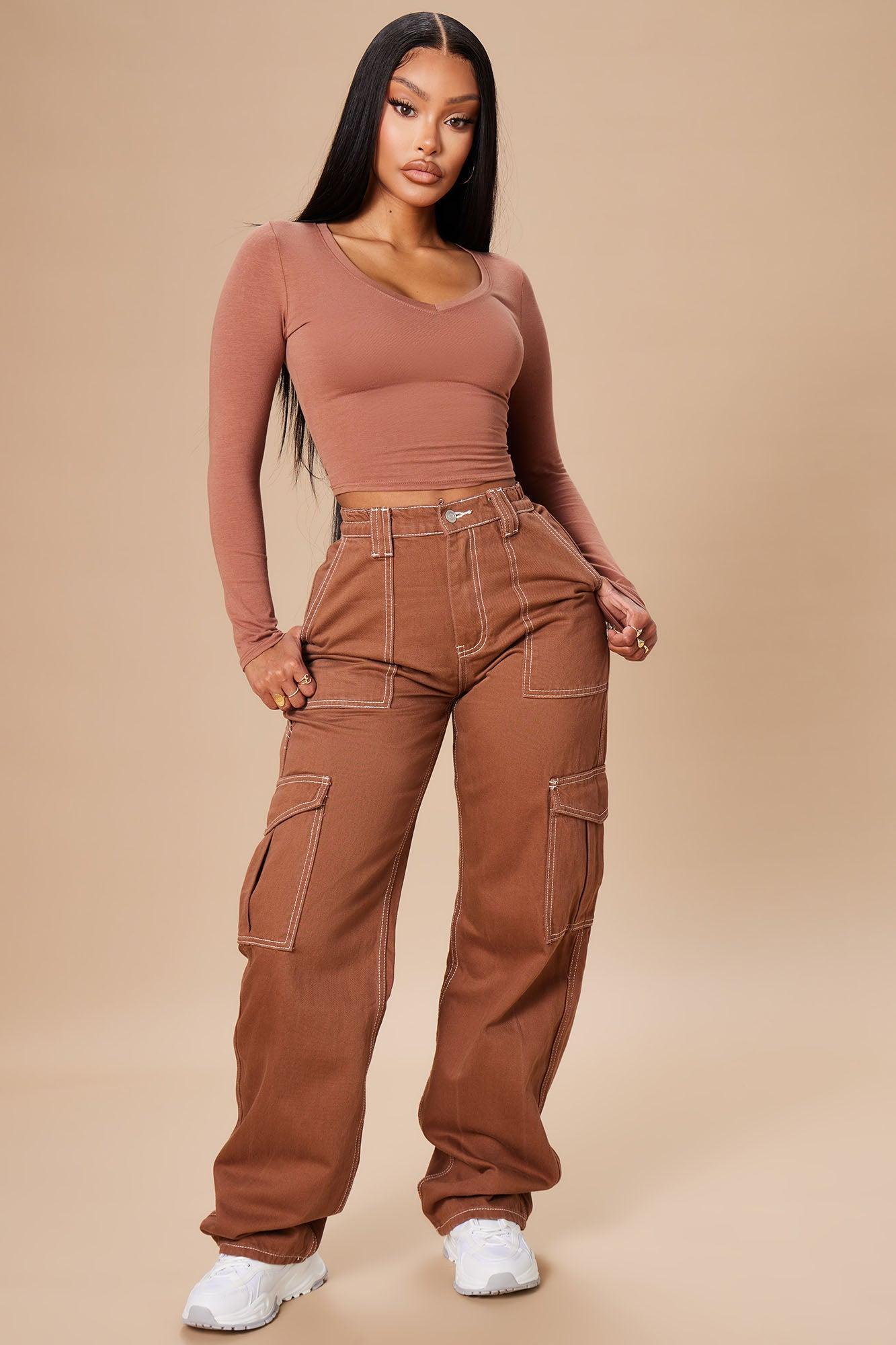 Give Me A Break Cargo Carpenter Jeans - Brown Product Image