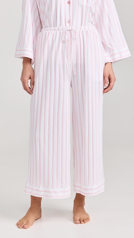 Petite Plume Women's Luxe Pink Stripe Wide Leg Pajama Set | Shopbop Product Image