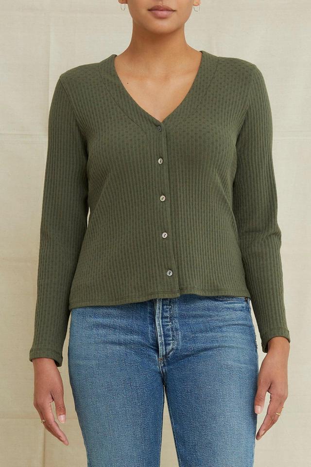 Bridgette Pointelle Rib Cardigan - Calla Green - ReAmour Product Image