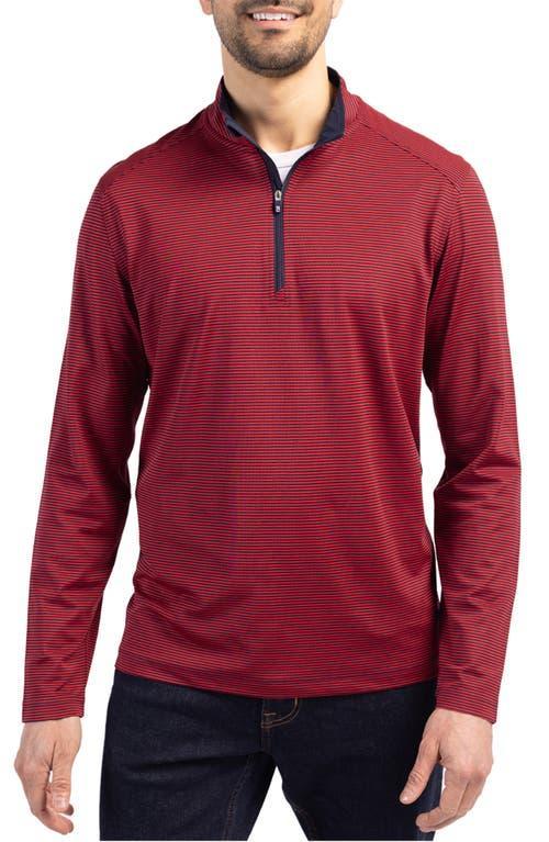 Cutter  Buck Virtue Eco Pique Micro Stripe Mens Quarter Zip Shirt Product Image