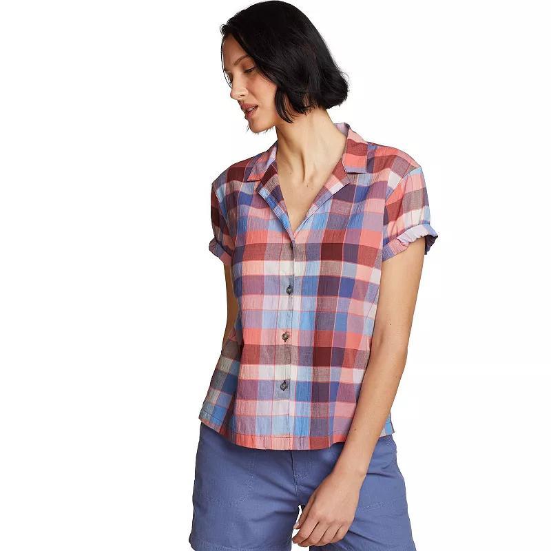 Womens Eddie Bauer Packable Camp Shirt Grey Blue Product Image