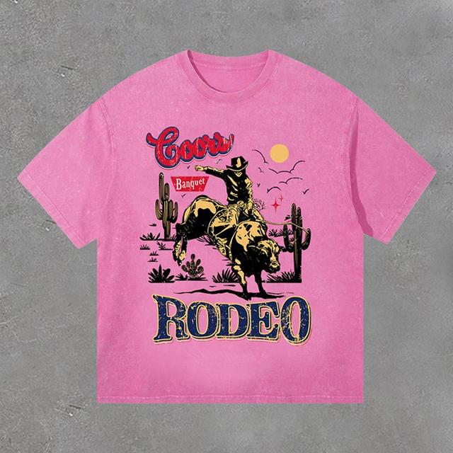 Men's Coors Banquet Rodeo Classic Graphics Acid Washed Vintage T-Shirt Product Image