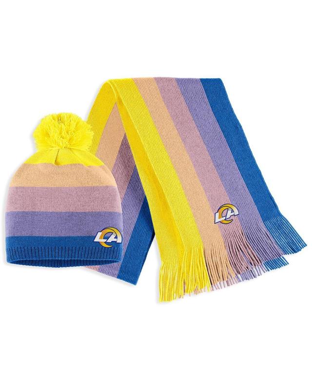 Womens Wear by Erin Andrews Gold Los Angeles Rams Ombre Pom Knit Hat and Scarf Set Product Image