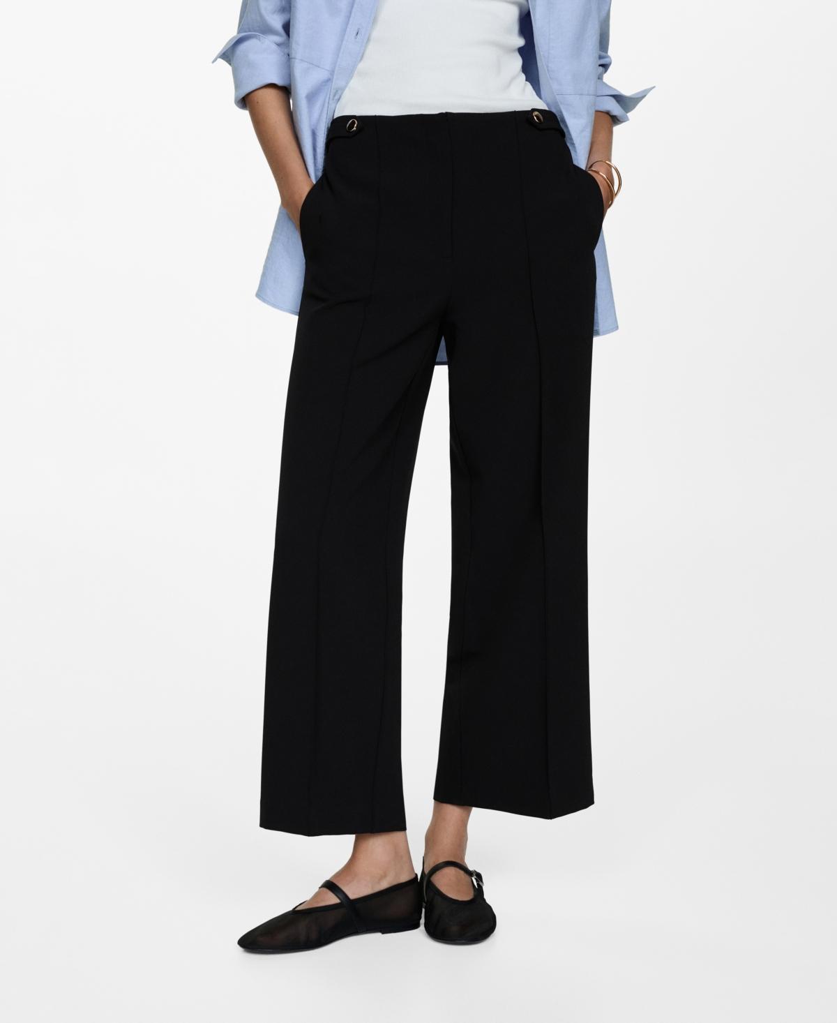 Mango Womens Buttons Straight-Fit Trousers Product Image