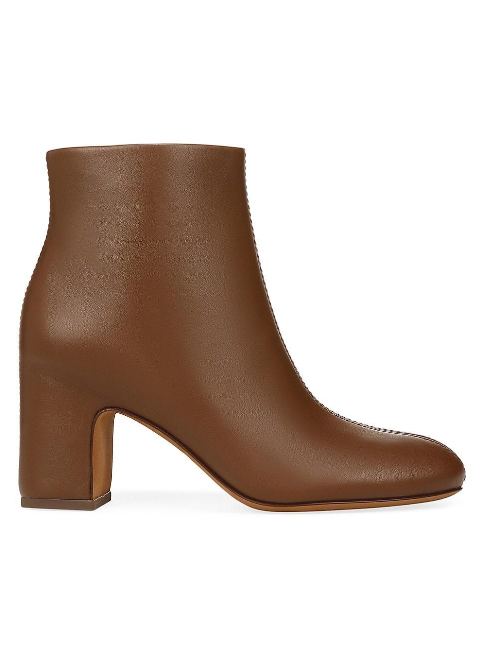 Terri Leather Block-Heel Booties Product Image