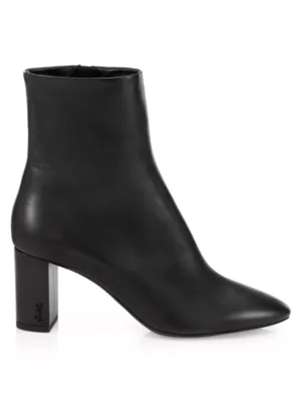 SAINT LAURENT Lou 95 Leather Ankle Boots In Nero product image