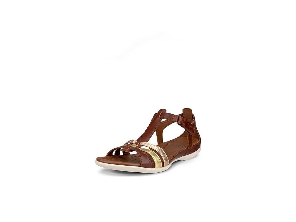 ECCO Flash T-Strap Sandal (Mink/Gold/Hammered ) Women's Sandals Product Image