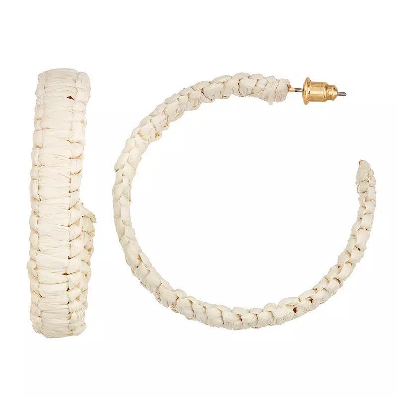 Sonoma Goods For Life Raffia Wrapped Hoop Earrings, Womens, White Product Image