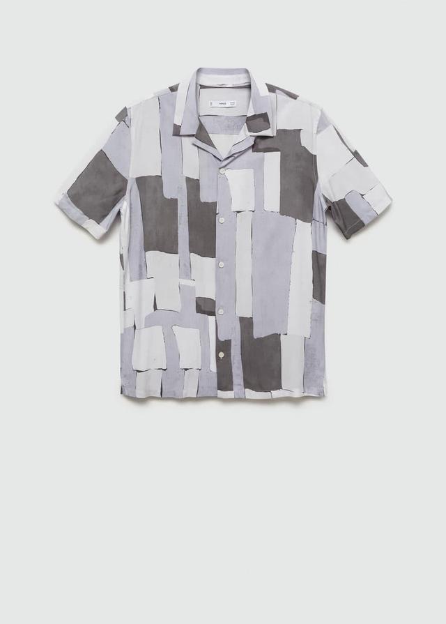 MANGO MAN - Regular-fit flowy printed shirt light/pastel greyMen Product Image