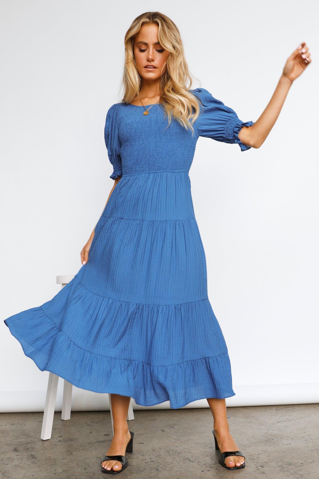 Scoop It Midi Dress Blue Product Image