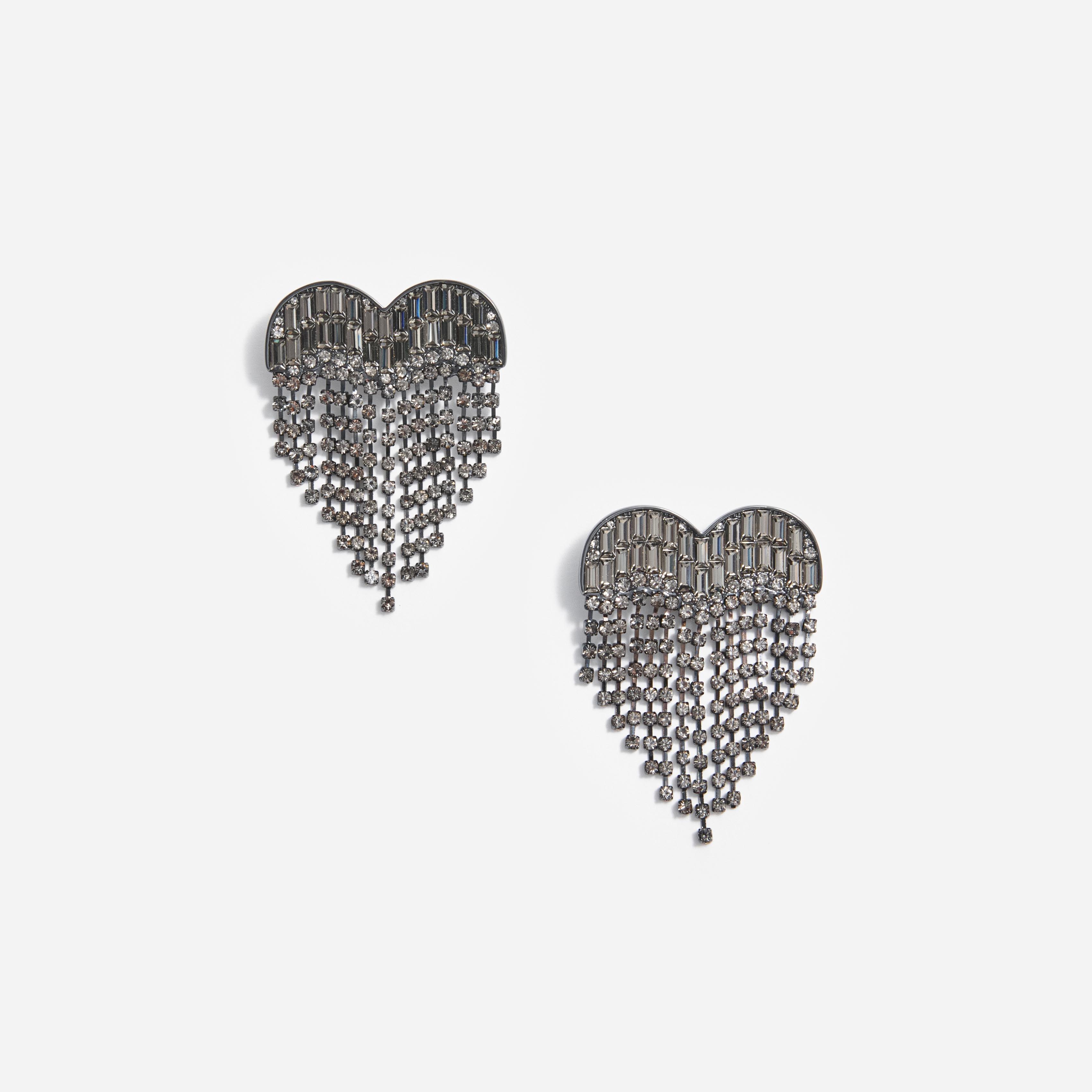 Smoke Crystal Heart Earrings Product Image