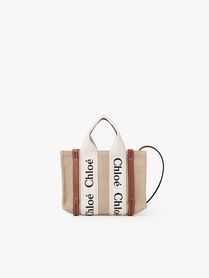 Mini Woody tote bag in linen Product Image