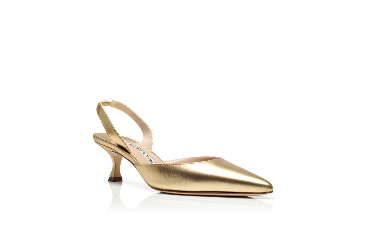 CAROLYNE 50 Gold Nappa Leather Slingback Pumps Product Image