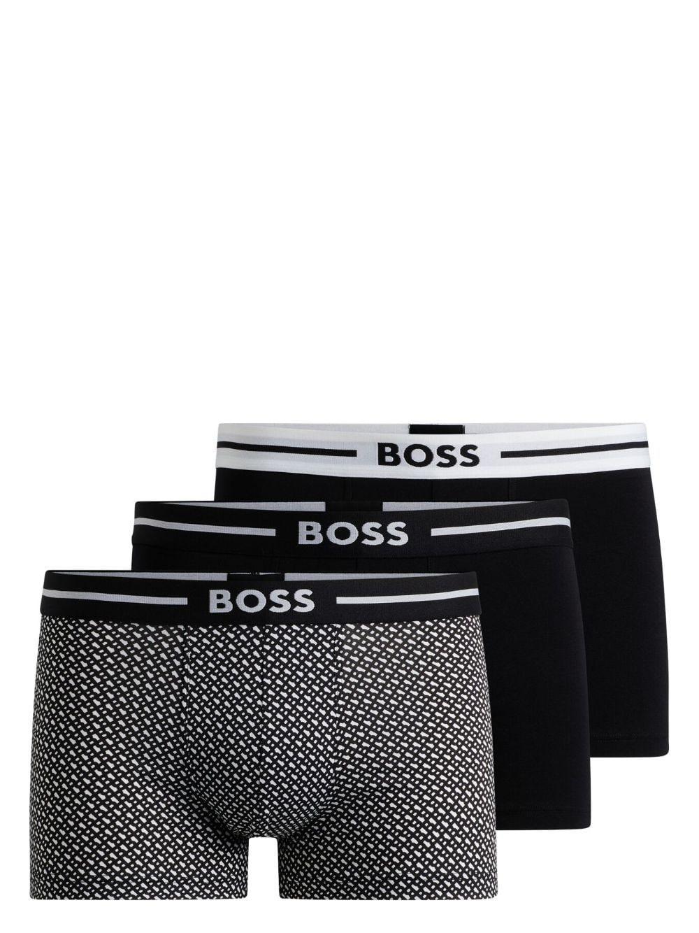 HUGO BOSS Three-pack Of Stretch-cotton Trunks With Logo Waistbands In Open Misc Product Image