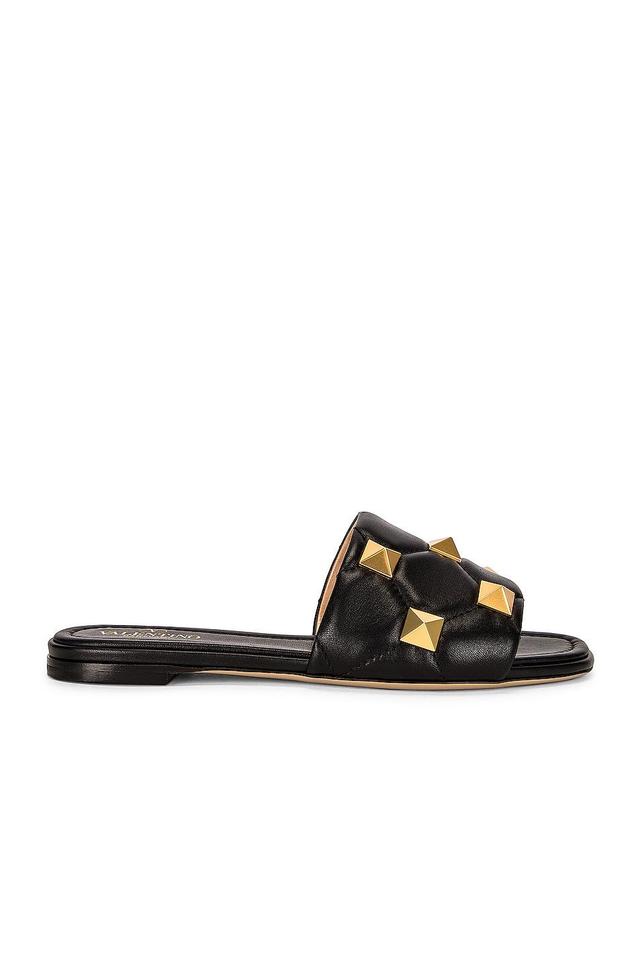 Valentino Garavani Roman Stud Slides in Black Product Image