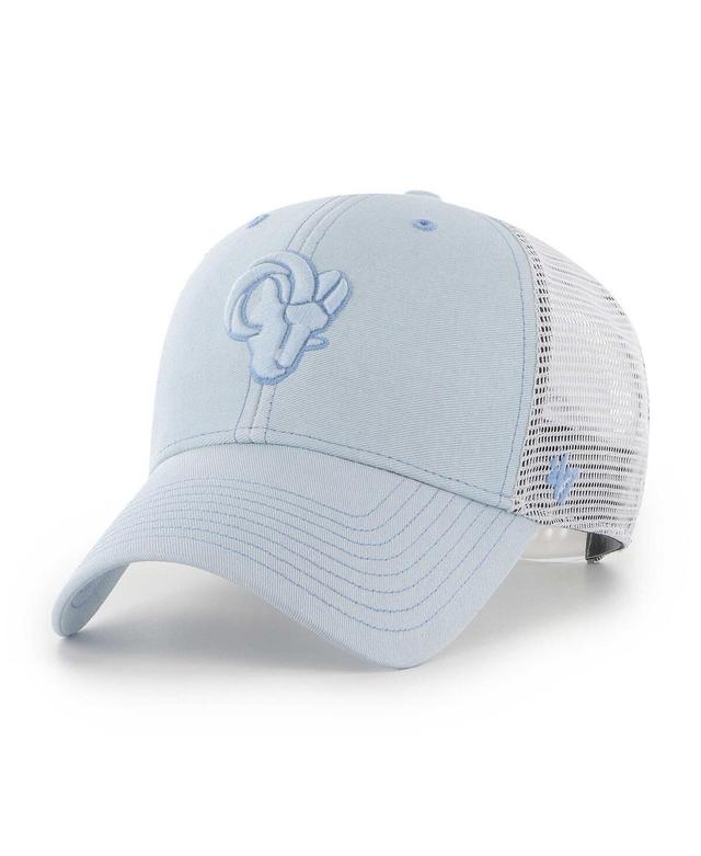 Womens 47 Brand Light Blue and White Los Angeles Rams Haze Clean Up Trucker Snapback Hat - Light Blue Product Image