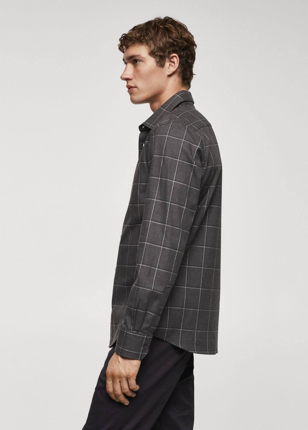 MANGO MAN - Slim-fit windowpane-check shirt greyMen Product Image