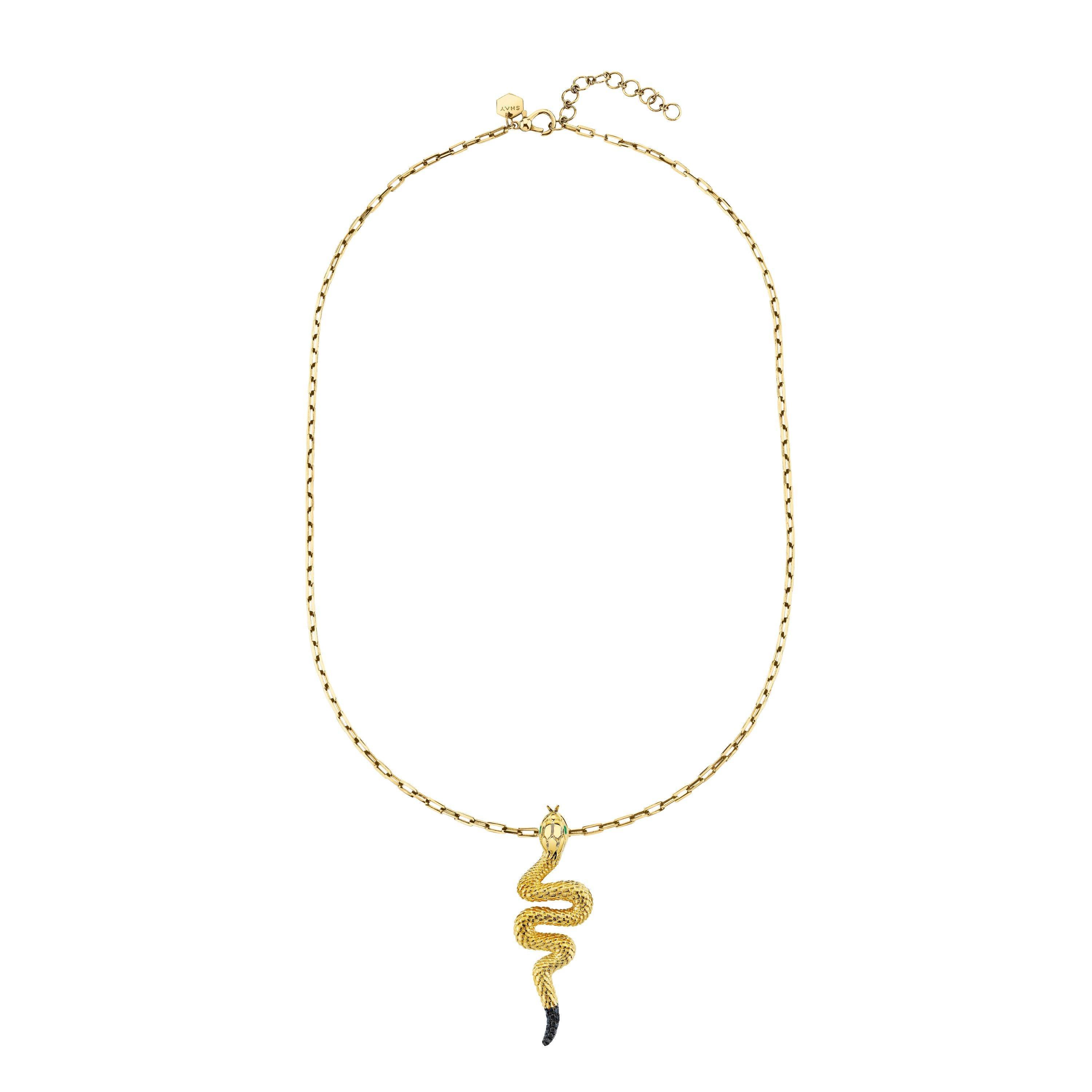 SOLID GOLD LARGE SNAKE PENDANT NECKLACE Product Image