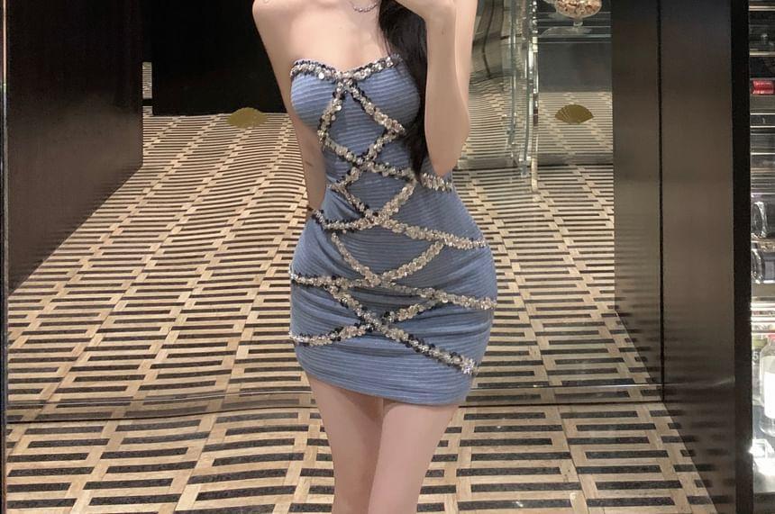 Strapless Sequin Mini Bodycon Dress Product Image