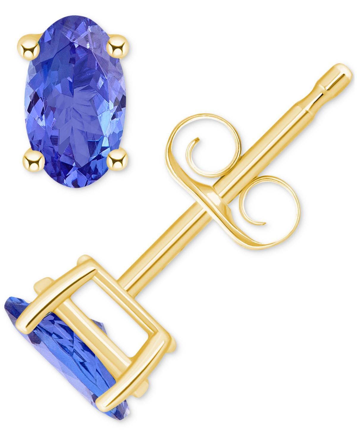 Sapphire Oval-Cut Stud Earrings (3/4 ct. t.w.) in 14k Gold (Also Ruby, & Tanzanite) - Emerald Product Image