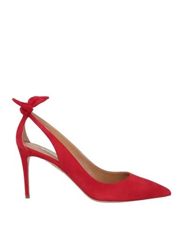 AQUAZZURA Bow Tie 85mm Suede Pumps In Red Product Image