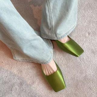 Low Heel Square Toe Plain Mules Product Image