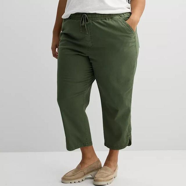 Plus Size Sonoma Goods For Life Tulip Hem Olive Capri Pants, Womens Manolo Green Product Image