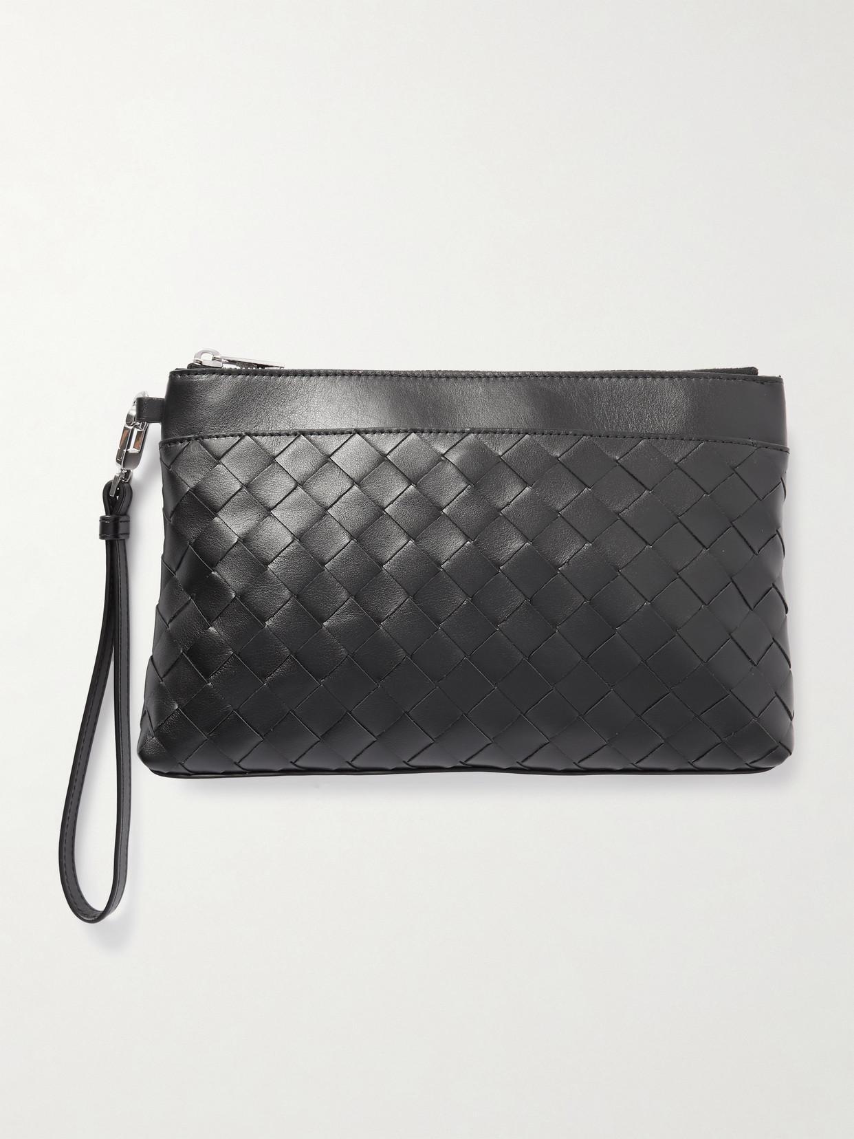 BOTTEGA VENETA Prism Intrecciato Leather Pouch In Black Product Image