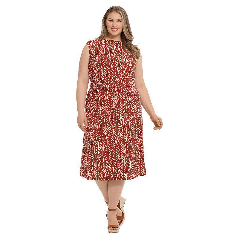 Plus Size London Times Ruched Waist Midi Dress, Womens Product Image