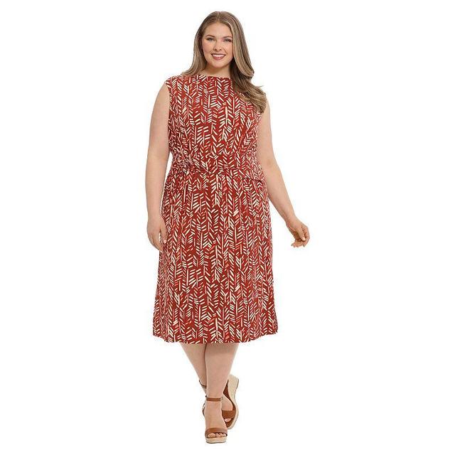 Plus Size London Times Ruched Waist Midi Dress, Womens Product Image