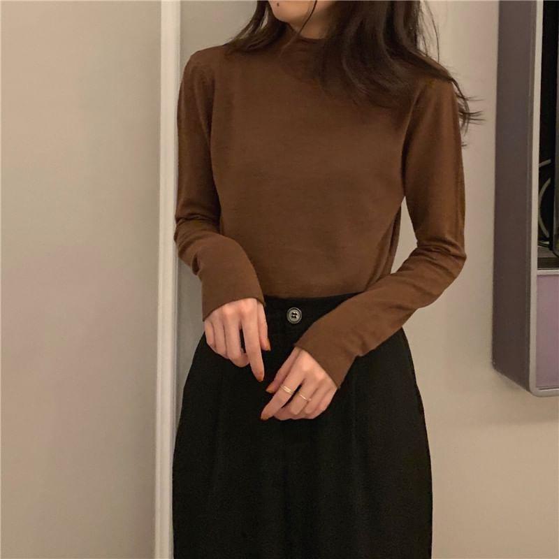 Mock Neck Plain Sweater Product Image