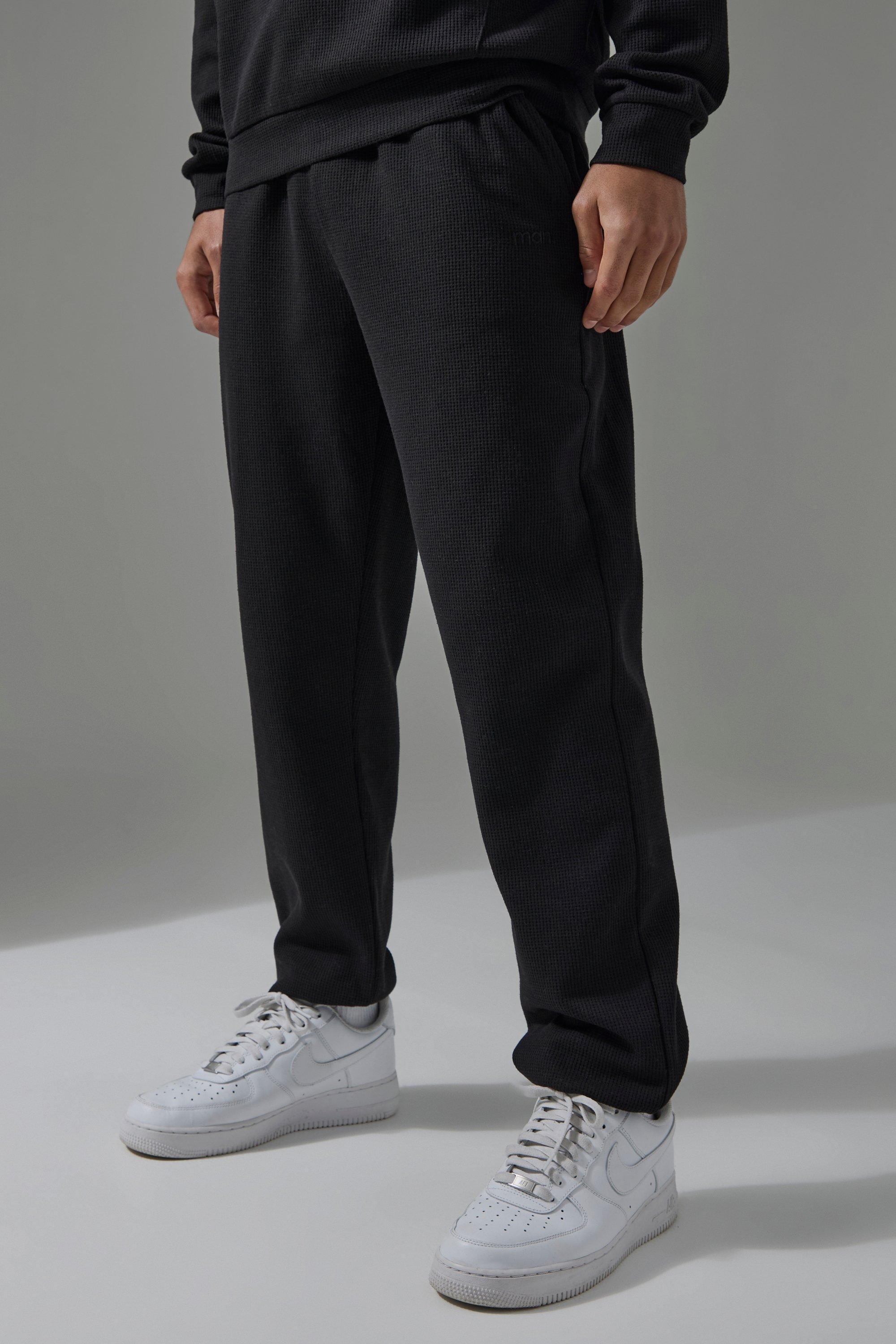 Man Sport Waffle Regular Fit Sweatpants | boohooMAN USA Product Image