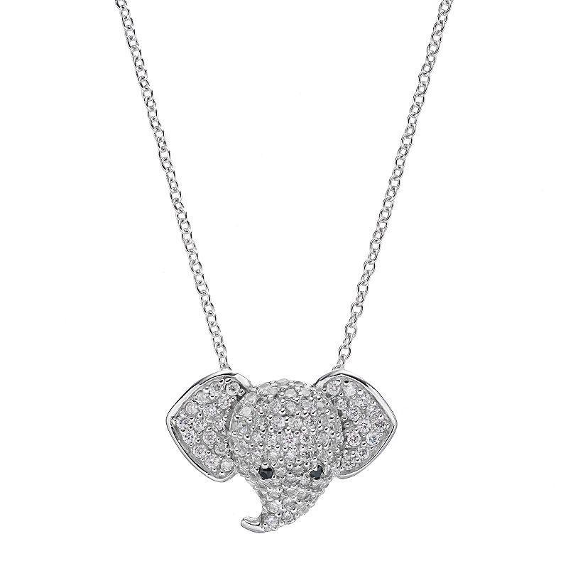 Sophie Miller Sterling Silver Cubic Zirconia Elephant Pendant, Womens White Product Image