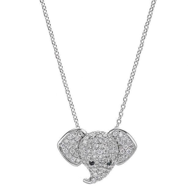 Sophie Miller Sterling Silver Cubic Zirconia Elephant Pendant, Womens White Product Image