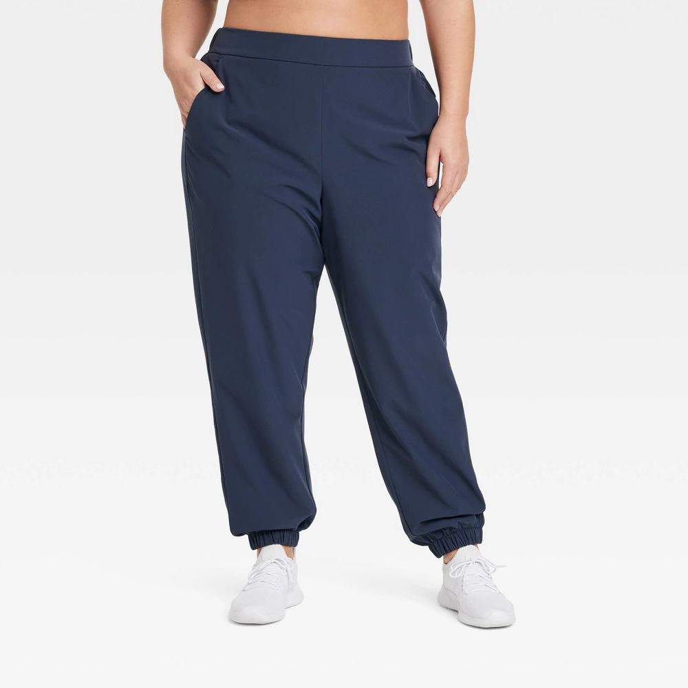 Women's High-Rise Winter Woven Lined Joggers - All In Motion™ Blue 3X Product Image