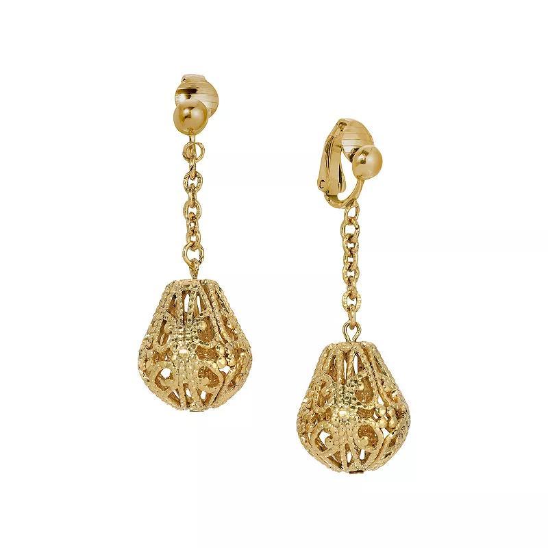 1928 Filigree Linear Drop Clip Earrings, Womens, Yellow Product Image